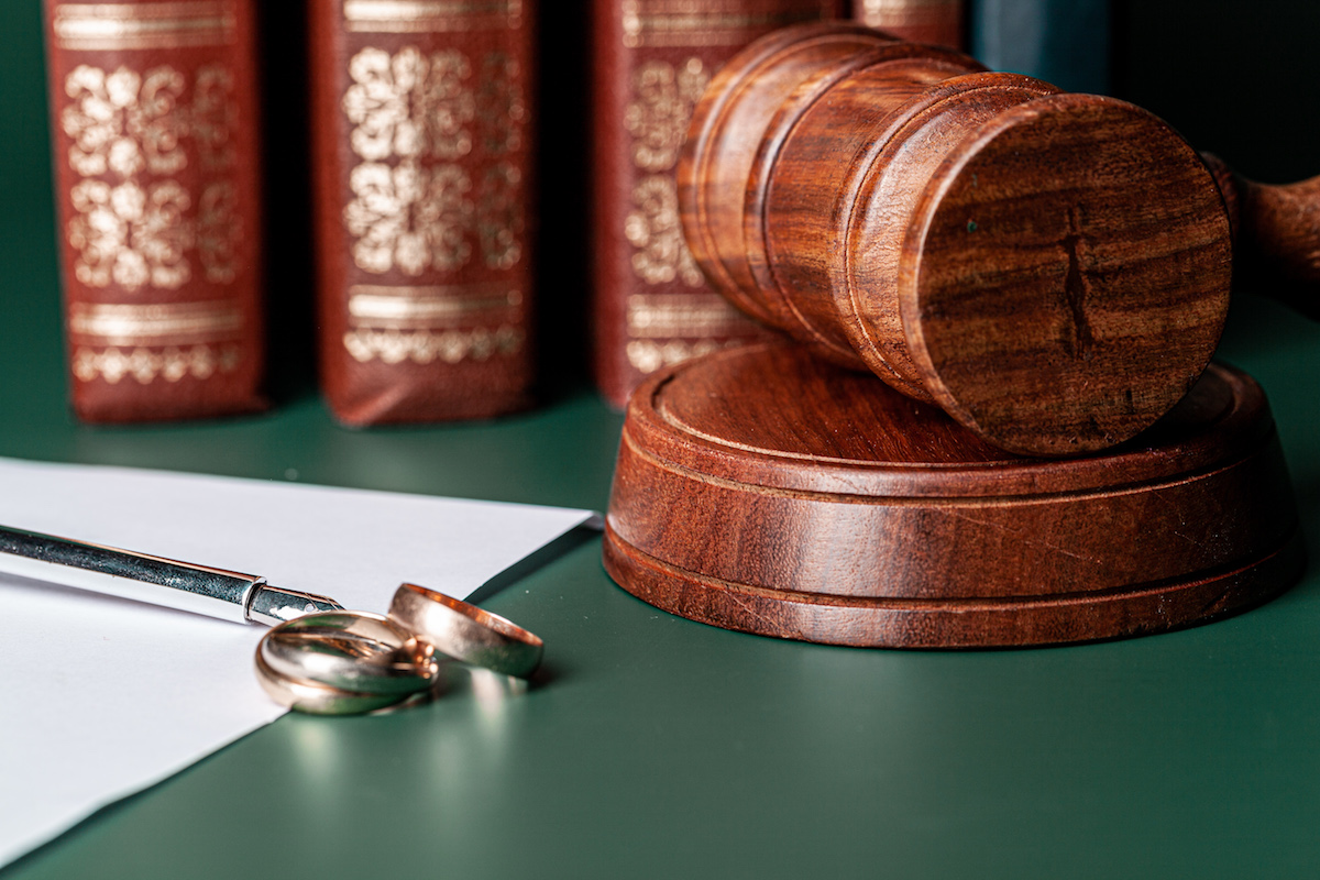 family law desk and wedding rings